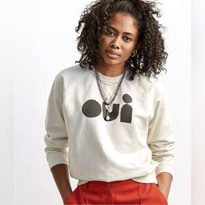 Clare V OUI Long Sleeve Crew Neck Sweatshirt